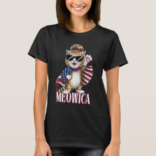 Meowica Cat 4th Of July American Flag Patriotic Lo T-Shirt