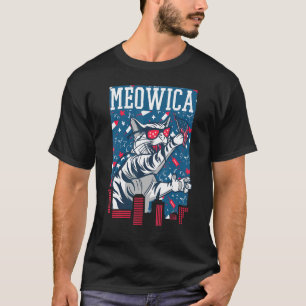 Meowica Cat 4th Of July American Flag Women Men Ca T-Shirt