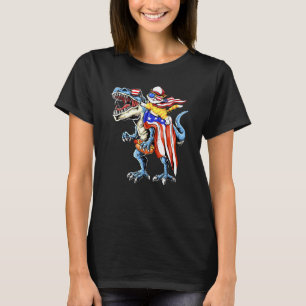 Meowica Cat 4th Of July Dinosaur Patriotic America T-Shirt