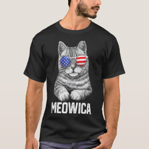 Meowica Cat 4th Of July Merica Men Women Usa Ameri T-Shirt