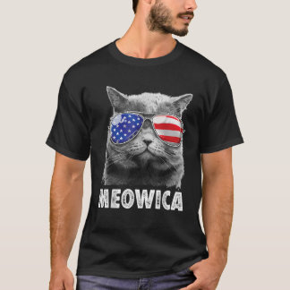 Meowica Cat 4th of July Merica Men Women USA Ameri T-Shirt