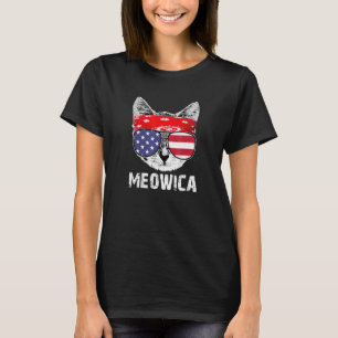 Meowica Cat 4th Of July Patriotic American Flag Re T-Shirt