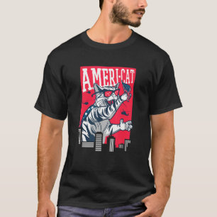 Meowica Cat 4th Of July Patriotic American Flag T-Shirt