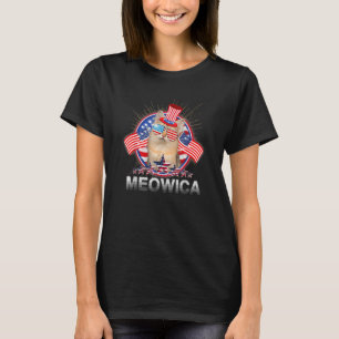 Meowica Cat American Flag 4th Of July Cat T-Shirt