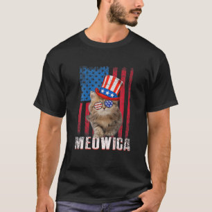 Meowica Cat American Flag Patriotic 4Th Of July Ki T-Shirt