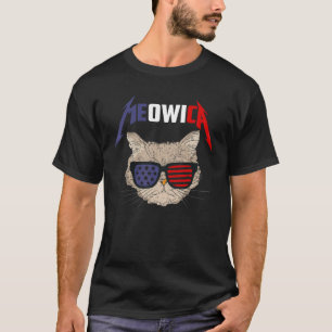 Meowica Cat American Flag Sunglasses Patriotic 4th T-Shirt