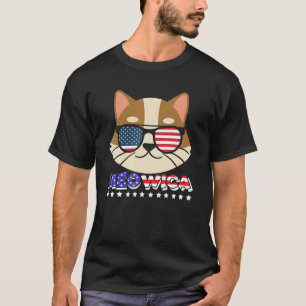 Meowica Cat American Usa Flag Independence Day 4th T-Shirt