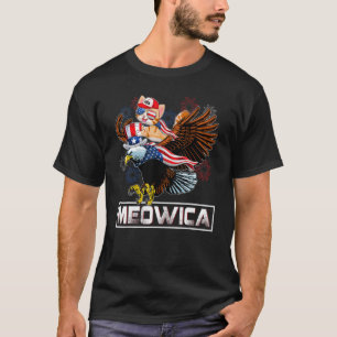 Meowica Cat Bald Eagle 4th Of July Patriotic Ameri T-Shirt