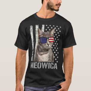 Meowica Cat Fourth 4th Of July Patriotic Usa Ameri T-Shirt