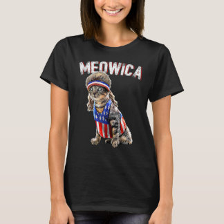 Meowica Cat Mullet American Flag Patriotic 4th Of T-Shirt