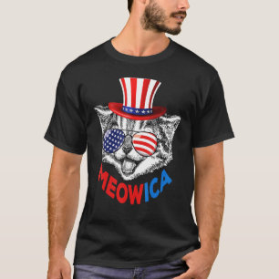 Meowica Cat Patriotic July 4th American Flag USA G T-Shirt
