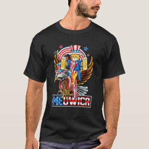 Meowica Cat Riding Eagle 4th Of July Patriotic Ame T-Shirt