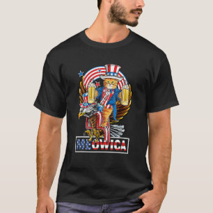 Meowica Cat Riding Eagle Patriotic American Flag C T-Shirt
