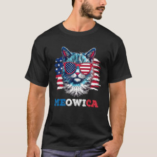 Meowica Cat Sunglasses American Flag USA Cat 4th o T-Shirt