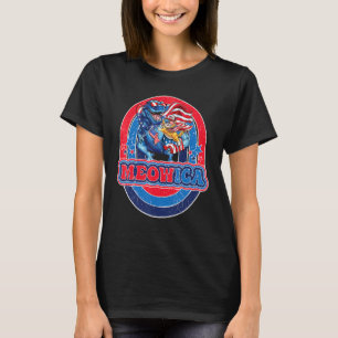 Meowica Cat T Rex Dinosaur 4th Of July American Fl T-Shirt