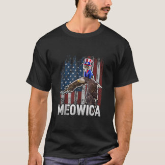 Meowica Cat Uncle Sam Eagle American Flag 4th of J T-Shirt