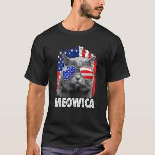 Meowica Kitty Sunglasses Usa Flag Cat 4th Of July T-Shirt