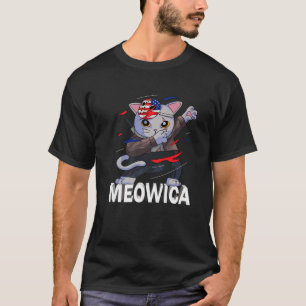 Meowica Ninja Pet Cat 4th Of July Patriotic Americ T-Shirt