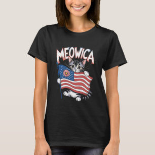 Meowica Patriotic Cat Design T-Shirt