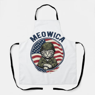 Meowica Patriotic Cat Vintage Engraving Shirt Desi Apron