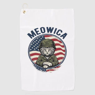 Meowica Patriotic Cat Vintage Engraving Shirt Desi Golf Towel