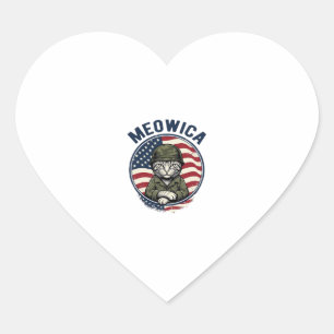 Meowica Patriotic Cat Vintage Engraving Shirt Desi Heart Sticker