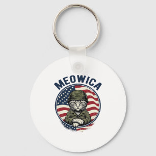 Meowica Patriotic Cat Vintage Engraving Shirt Desi Keychain