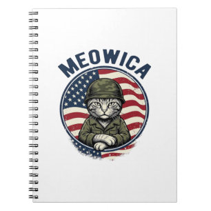 Meowica Patriotic Cat Vintage Engraving Shirt Desi Notebook