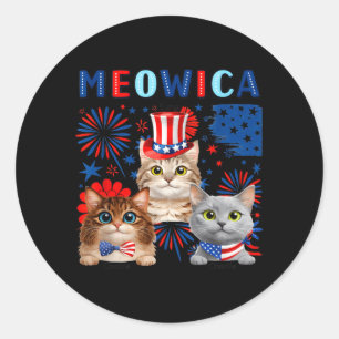 Meowica Patriotic Cats 4th of July Funny Cat Lover Classic Round Sticker