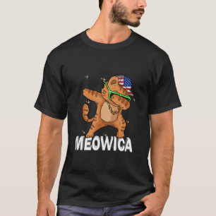 Meowica Pet Cat 4th Of July Patriotic American P T-Shirt