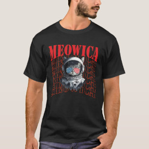 Meowica Space Cat 4th Of July American Flag T-Shirt