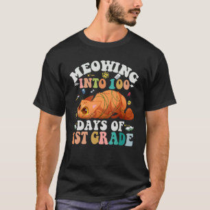 Meowing Into 100th Days Of 1ST Grade Nerd Cat T-Shirt