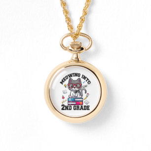 Meowing Into 2nd Grade Funny Back to School Gift Watch