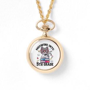 Meowing Into 5th Grade Funny Back to School Gift Watch