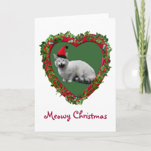 Meowing Santa Cat Card