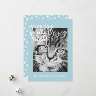 Meowing Spirits Bright Your Cat Photo Holiday Card