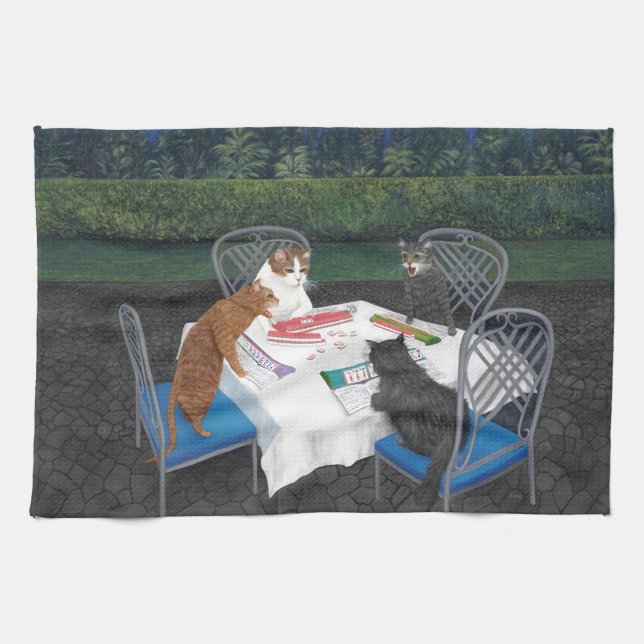 Meowjongg Kitchen Towel (Horizontal)