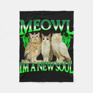 Meowl a new soul cat owl funny cat meme humour men fleece blanket