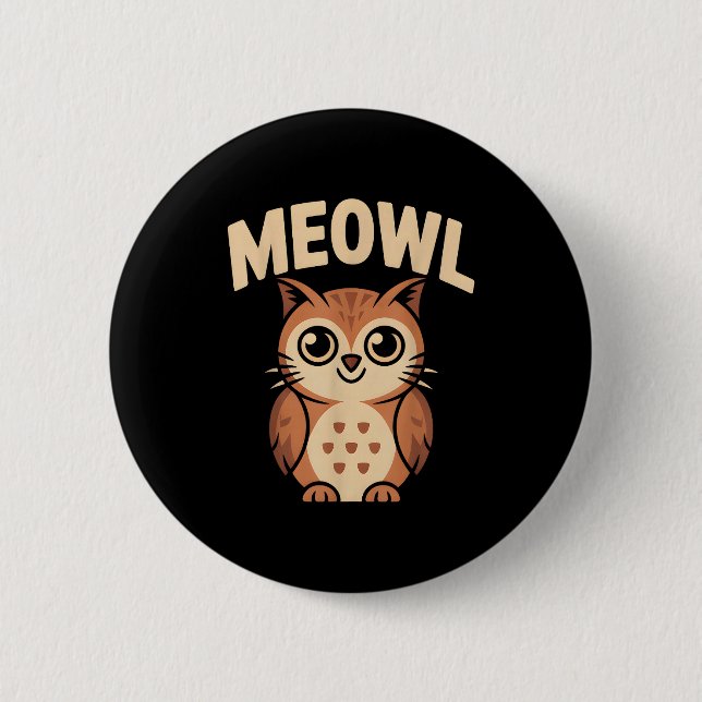 Meowl Cat Owl Hybrid Funny Meme Brain Rot Gen Alph 2 Inch Round Button (Front)