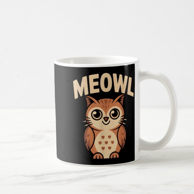 Meowl Cat Owl Hybrid Funny Meme Brain Rot Gen Alph Coffee Mug (Right)