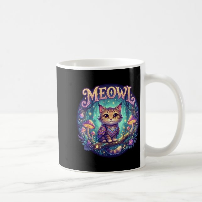 Meowl Cat Owl Meme Brainrot Kids Cursed Silly Gen  Coffee Mug (Right)