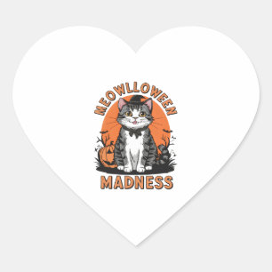 Meowlloween Madness Heart Sticker