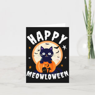 Meowloween Black Cat Pumpkins Happy Halloween Card