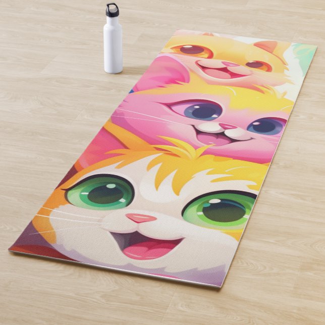 Meowmaste - Cute Kittens Anime Style Yoga Mat (In Situ)
