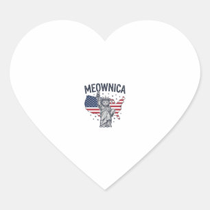 Meownica Patriotic Cat Vintage Vector Design_1 Heart Sticker
