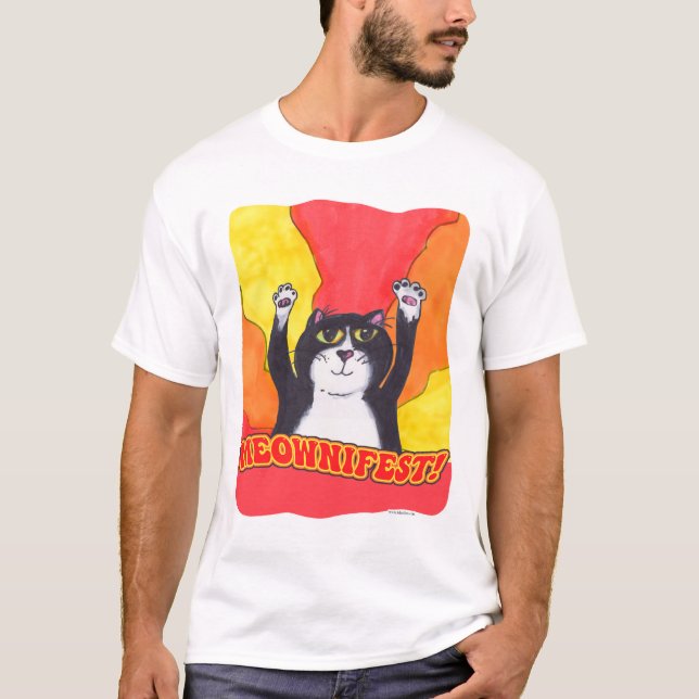 Meownifest Epic Cat Praise Design T-Shirt (Front)
