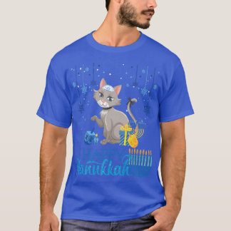 Meownorah Jewish Cat Menorah Hat Chanukah Hanukkah T-Shirt
