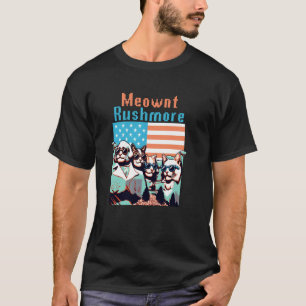 Meownt Rushmore Meowica Patriotic Cat American Pre T-Shirt