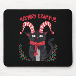 Meowry Krampus Funny Krampus Is Coming To Town Cat Mouse Pad