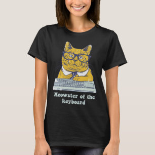 Meowster Keyboard  Cat Working Pun Programmer Code T-Shirt